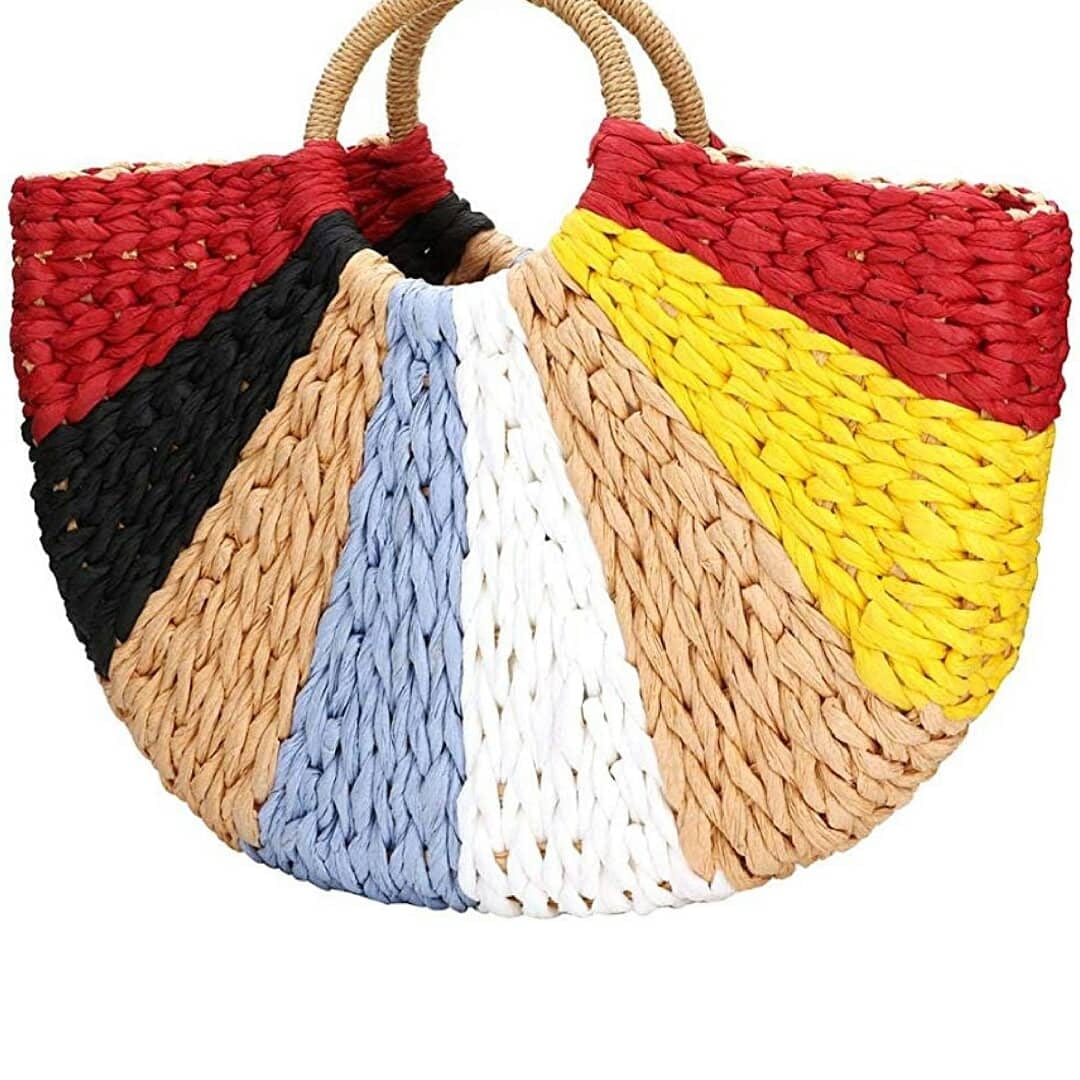 straw clutch with handle